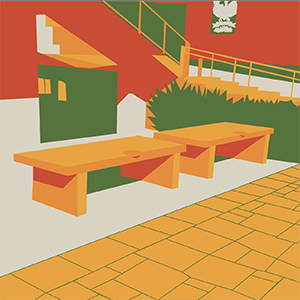 A vector illustration of benches on the USF campus.