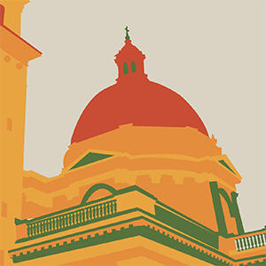 A vector illustration of the church on the USF campus.