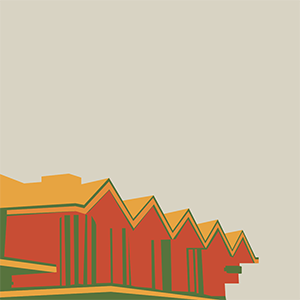 A vector illustration of roofs on the USF campus.