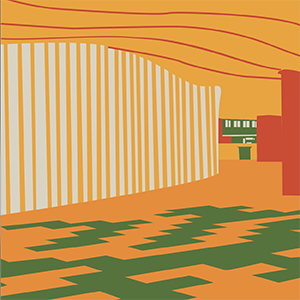 A vector illustration of tiles on the USF campus.