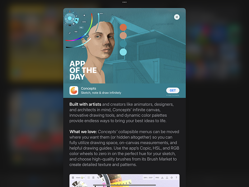 An ad on the App Store for the art app Concepts.